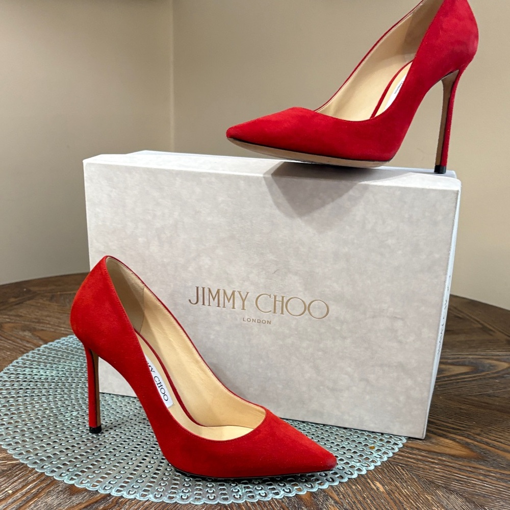 Jimmy Choo Vibrant Red Heels - Picture 3 of 4
